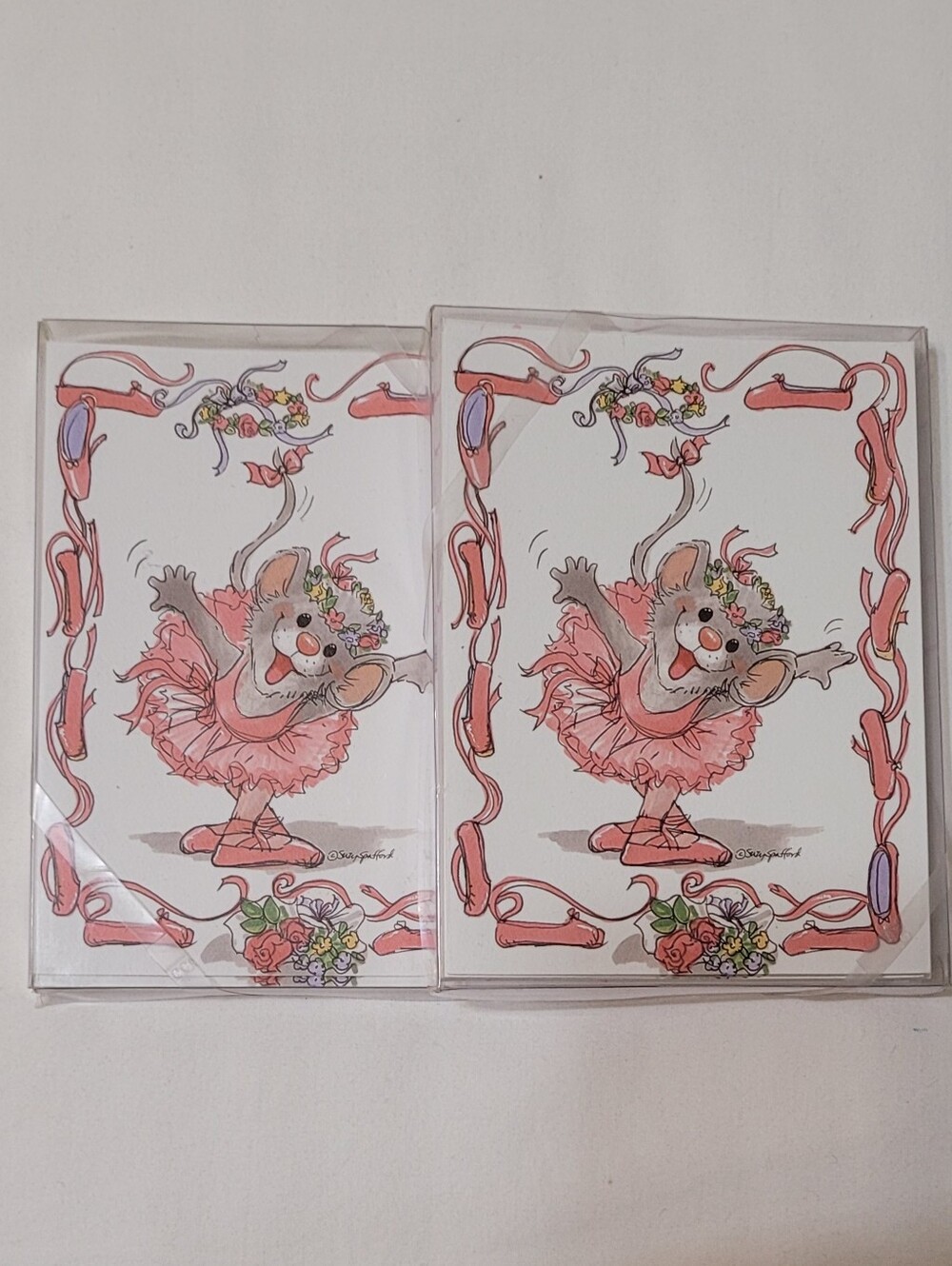 Suzy's Zoo Ballerina Mouse Blank Note Cards, Bundle of 2 - 16 Cards Total, NEW